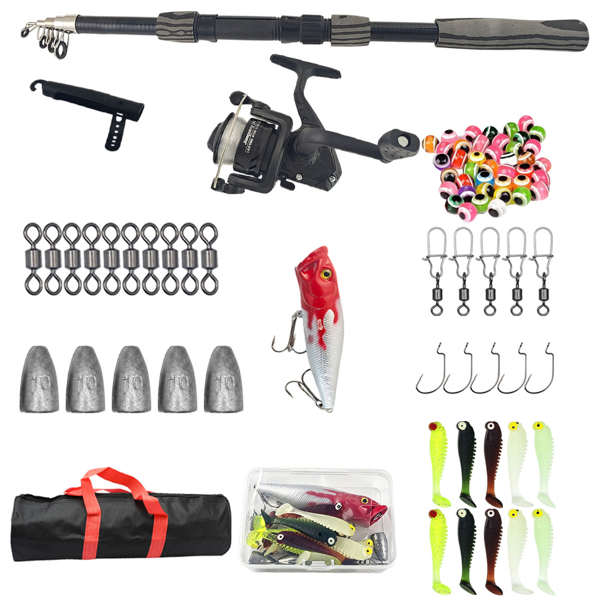 Spinning Reel - Portable Telescopic Fishing Rod Kit 1.8m